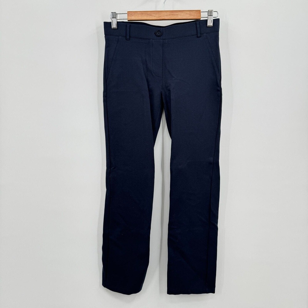 betabrand Womens Small Petite Straight Leg Navy Blue Stretch Dress Pants Career
